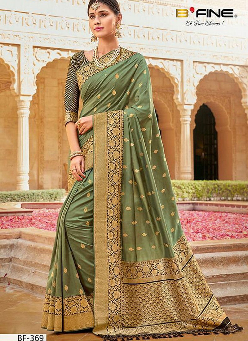 B FINE NAZAR Latest Fancy Designer Party And Wedding Wear Stylish Heavy Silk Saree Collection